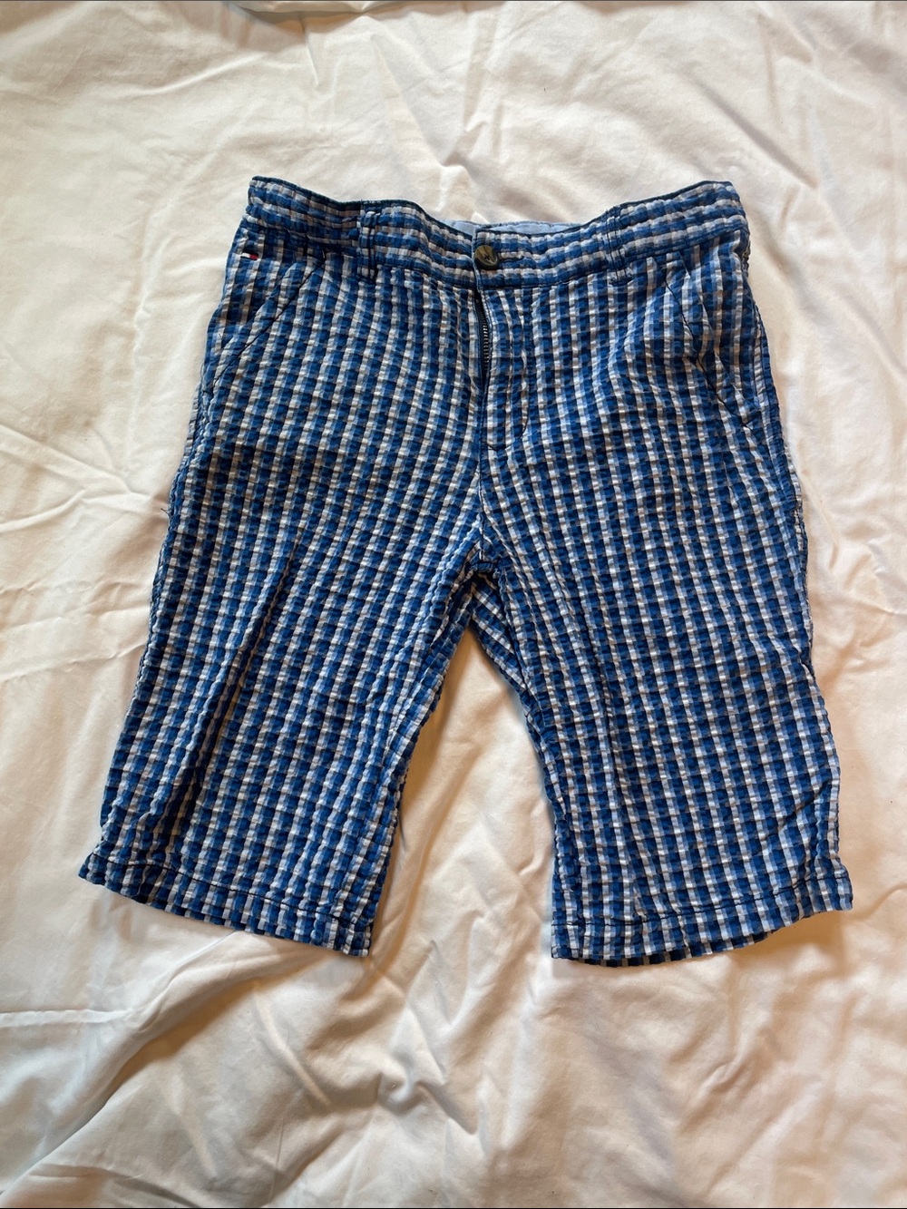 Tommy Hilfiger Blue and White Check Seersucker Shorts